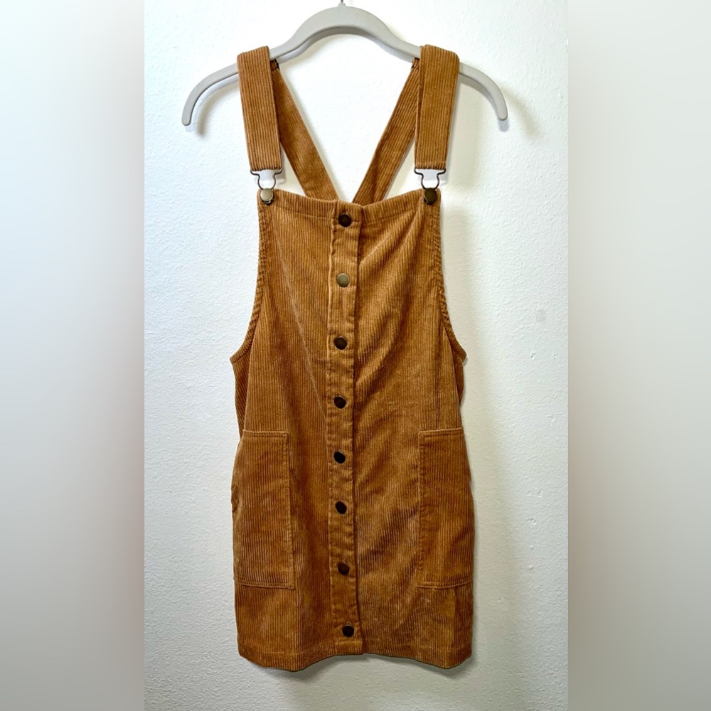 Brown Corduroy Overall Dress